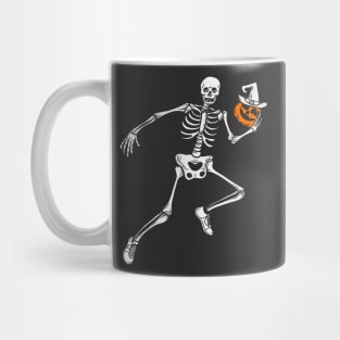 Skeletons playing pumpkin head basketball Mug